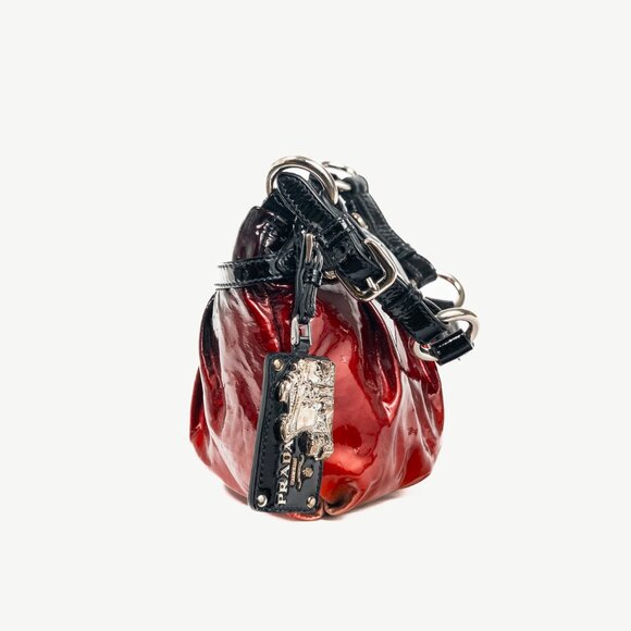 Prada Rosso & Argento Vernice Sfumata Gradient Patent Leather Handbag - Picture 3 of 14